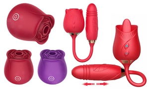 10 Speed Rose Tongue Licking Sucking G-Spot Clitoral Vibrators (7 Variations)