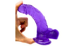 Suction Cup Dildo With B Flexible Waterproof Purple 6.7 Inch