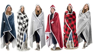 Luxury Super Soft Hoodie Sherpa-Lined Throw Blanket